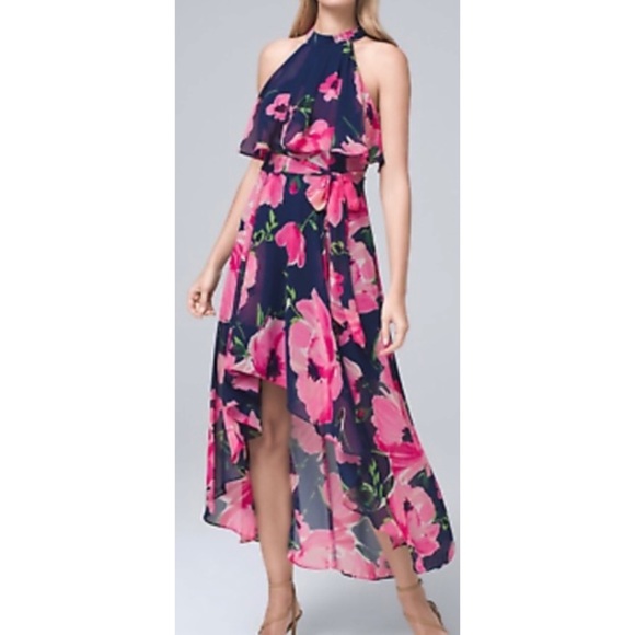 BEAUTIFUL/FLATTERING ELIZA J floral halter maxi chiffon dress Size 14 🌺 - Picture 2 of 7